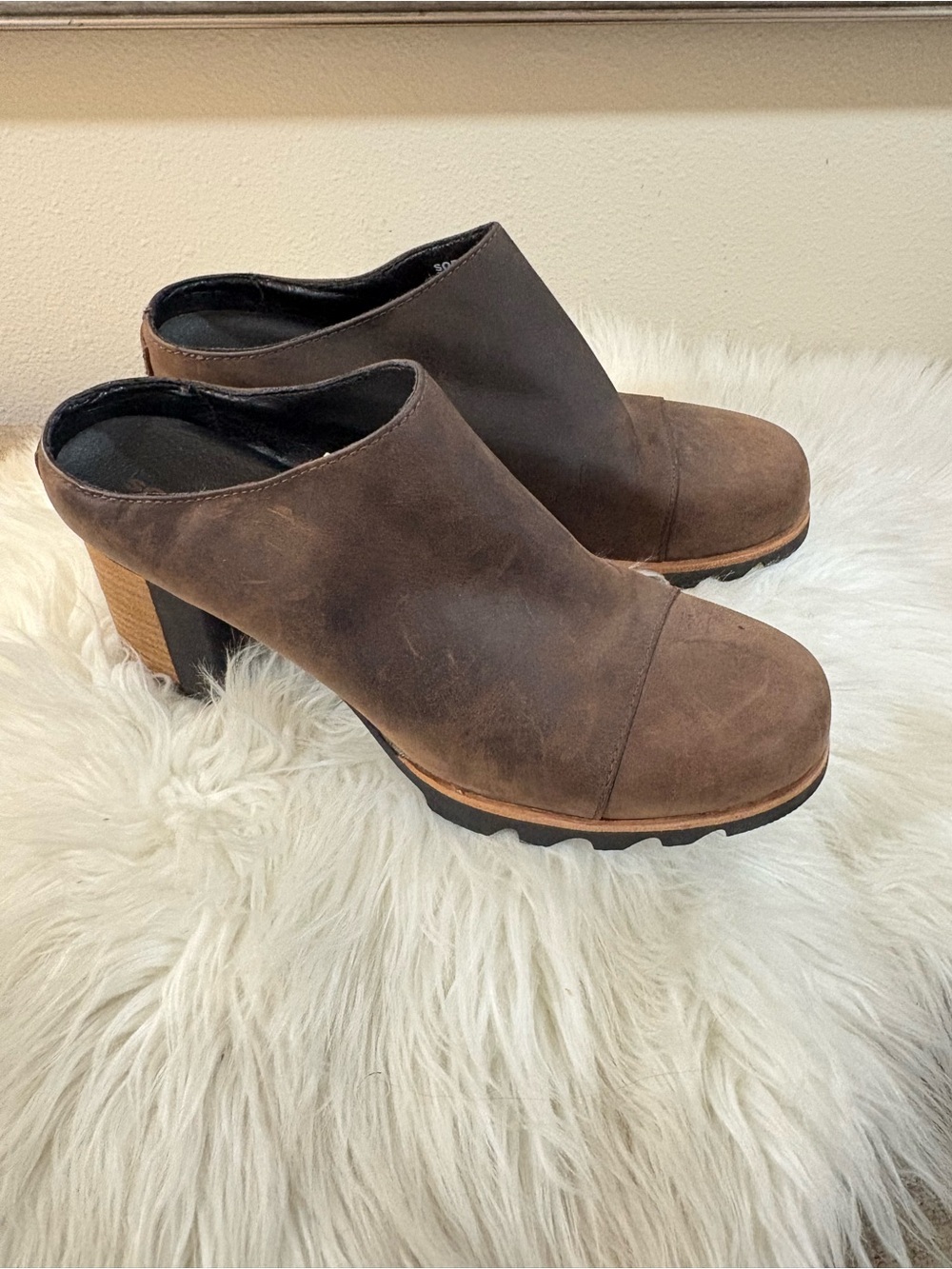 Sorel Women's Brown Suede High Heel Mule
